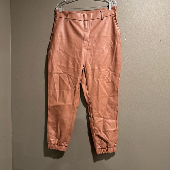 BAR III Faux Leather Vegan Jogger Pants Pockets Size 14 - Picture 1 of 8